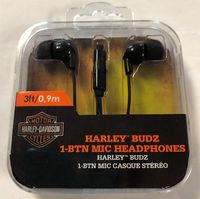 3 ft Harley Davidson Budz 1-BTN Bluetooth Mic Headphones