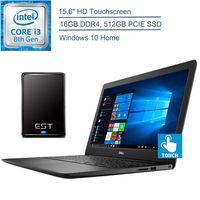 2020 Dell Inspiron 15 Laptop Computer, 15.6" Touchscreen, 8th Gen Intel Core i3-8145U Up to 3.9GHz (Beat i5-7200U), 16GB DDR4 RAM, 512GB PCIE SSD, Windows 10 + EST 500GB External Hard Drive