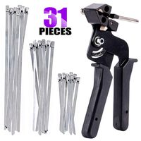 Swpeet Stainless Steel Cable Tie Gun with 30Pcs Stainless Steel Locking Metal Cable Zip Ties Kit, Zip Tie Tool Exhaust Strap Wrap Coated Cable Tie Perfect for Stainless Steel Cable Ties - 4" 6" 8"
