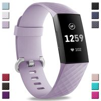 Hamile Bands Compatible with Fitbit Charge 3, Waterproof Replacement Watch Strap Fitness Sport Band Wristband for Fitbit Charge 3, Large, Lavender