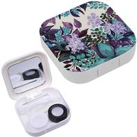 Portable Contact Lens Case Box Travel Kit Mirror + Bottle + Tweezers Container Holder [ Floral ]