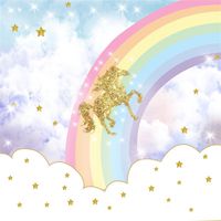 Leyiyi Unicorn Backdrop 6x6ft Photography Background Cake Smash Birthday Party Sparkle Stars Rainbow Flower Cloud Girls Birthday Party Banquet Home Interior Decor Studio Props