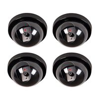 Dummy Fake Security CCTV Dome Camera, XHERO Imitation Security Simulated Surveillance Camera with Cost-effective Flashing Red LED Light with Warning Alert Sticker Decals (4 PACK)