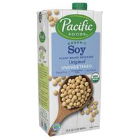 Pacific Foods Organic Soy Unsweetened Original Plant-Based Beverage, 32oz, 12-pack