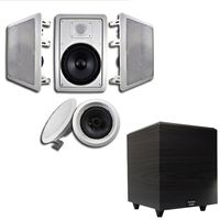 Acoustic Audio 5.1 Speaker System Flush Mount 5 Speaker Set and 6" Powered Sub