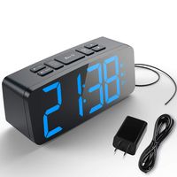 HAPTIME Digital Alarm Clock with FM Radio Dual-Alarm Snooze Large LED Display 12hr 24hr Format and Brightness Adjustable for Bedroom, Powered by USB Port and Backup Battery for Clock-Setting