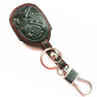 WFMJ New Black Genuine Leather Accessories Smart Remote 6 Buttons Key Keyring Chain Holder Cover Case Fob for 2007 2008 2009 2010 2011 2012 GMC Yukon XL