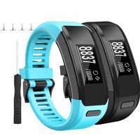 HSWAI Compatible Bands Replacement for Garmin Vivosmart HR,Soft Silicone with Metal Buckle Wristband for Garmin Vivosmart HR(Black&Teal)