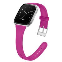MEFEO Compatible with Fitbit Versa Bands, Slim Soft Silicone Sport Band Thin Narrow Wristband Replacement Strap for Fitbit Versa/Versa 2/Versa Lite Edition Women Men (Rose Purple, Small)