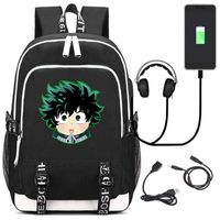 Bowinr My Hero Academia Laptop Backpack, Japanese Anime School Bag with USB Charging Port for Business Travel and School(Style 03)