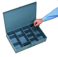 Durham 119-95 Prime Cold Rolled Steel Large Adjustable Compartment Vertical Box, 12-5/32" Length x 18-11/32" Width x 3-5/32" Height, Gray Powder Coat Finish