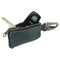Leather Car Key Holder/Headphone & Charging Cables/Memory Cards/Flash Drives/Cash Zipper Case with Clasp Handmade by Hide & Drink :: Charcoal Black