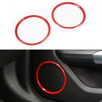 BORUIEN for Ford Mustang 2015-2017 ABS Car Door Speaker Decoration Ring Frame Cover Circle Sticker Decal Decor Trim (red)