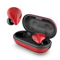 DOSS ICON True Wireless Earbuds, Stereo Sound, 30 Hours Playtime, Bluetooth 5.0, One-Step Pairing, Touch Control, Passive Noise Canceling, IPX5 Waterproof for Outdoor and Indoor Activities-Red