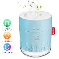 Portable Mini Humidifier, 500ml Small Cool Mist Humidifier with Night Light, USB Personal Desktop Humidifier for Baby Bedroom Travel Office Home, Auto Shut-Off, 2 Mist Modes, Super Quiet, Blue