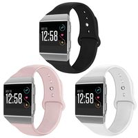 OenFoto Sport Bands Compatible Fit bit Ionic, Soft Silicone Wristband Replacement Watch Band Strap Accessory Bracelet for Fit bit Ionic Smart Watch,Black/White/Sand Pink Small