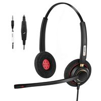 Arama Wired Cell Phone Headset Binaural with Noise Canceling Boom Mic and Adjustable Fit Headband for iPhone Samsung LG HTC BlackBerry ZTE Huawei Mobile Phone with 3.5 mm Jack (A802MP)