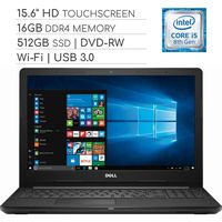 Dell Inspiron 3000 Series with DVD, 15.6 inch Touchscreen 2019 Laptop Notebook Computer, Intel Core i5-7200U 2.5Ghz, 16GB DDR4 RAM, 512GB SSD, Wi-Fi, HDMI, Webcam, Bluetooth, USB 3.0, Windows 10