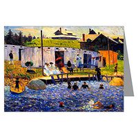 Twelve Note Cards of William Glackens Ashcan School Impressionist Oil Painting Titled The Bathing Hour Nova Scotia 1910 3.5x5 inch Boxed Set