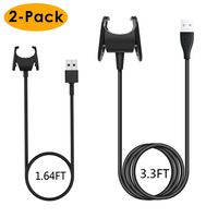 Zethot Compatible with Fitbit Charge 3 Charger Cable 2 Pack(1.64FT+3.3FT), Replacement USB Charging Cable Cord Clip Dock Accessories Adapter.