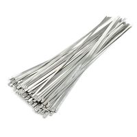 Mecion 100pcs 14inch Stainless Steel Zip Ties Exhaust Wrap Metal Locking Cable Ties