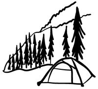 hBARSCI Mountainside Tent Vinyl Decal - 5 Inches - for Cars, Trucks, Windows, Laptops, Tablets, Outdoor-Grade 2.5mil Thick Vinyl - Black