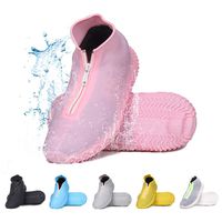 DREAMUS Reusable Silicone Waterproof Shoe Covers, Silicone Shoe Covers with Zipper No-Slip Silicone Rubber Shoe Cover for Kids,Men and Women (Pink, M)