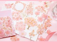Honch Hot Stamping Stickers Cherry Blossom Sakura Stickers Pack 45 Pcs Suitcase Stickers Decals for Helmet Laptop Ipad Luggage Water Bottle