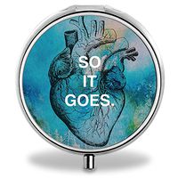 SO IT GOES Pill Case, Round Stainless Drug Organizer Container Medicine Cover for Pocket Daily&Weekly