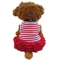 BEAUTYVAN, Fashion Dog Apparel Pet Dog Costume Stripe T-Shirt Skirt Puppy Princess Dress (L, Red)