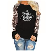 HIRIRI Womens T Shirts Leopard Print Patchwork Pullover Tops Long Sleeve Plus Size Tunic Blouse