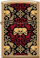 Zippo Day of The Dead Skulls Ornament Tattoo Art Brushed Brass Windproof Lighter