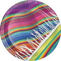 Club Pack of 96 Multi-colored Decorative Serape Dinner Plate 8.8”