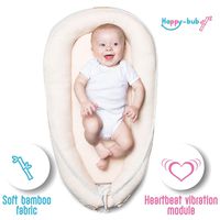 Bamboo Super Soft Baby Newborn Lounger Pillow Bed: Happy-bub Portable Cosleeping Nest for Infant. Breathable Great for Tummy time and Playing - Beige