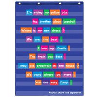 Eamay Standard Pocket Charts, Clear 10 Pocket Chart for Teacher Lessons in a Classroom or Home Use, Fits Standard Sentence Strips Word Cards, Blue