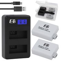 E-TS Canon LP-E5 Battery Replacement 2 Pack and Dual Charger Compatible with Canon EOS Rebel XS Rebel T1i Rebel XSi 1000D 500D 450D Kiss X3 Kiss X2 Kiss (Upgraded 2000mAh)