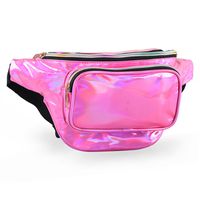 Mum's memory Metallic Hologram Fanny Pack - Outdoor Sport Waist Pack for Running, Hiking, Traveling for Women and Men (Rose Red)
