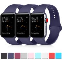 Pack 3 Compatible with Apple Watch Band 38mm 40mm 42mm 44mm, Soft Silicone Band Replacement for Apple iWatch Series 4, Series 3, Series 2, Series 1 (Navy Blue/Navy Blue/Navy Blue, 42mm/44mm-M/L)