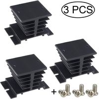 TIHOOD 3PCS Aluminum Heat Sink SSR Dissipation for Single Phase Solid State Relay 10A-40A Black