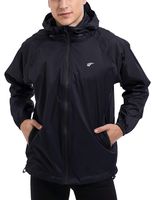 EZRUN Men's Waterproof Hooded Rain Jacket Windbreaker Lightweight Packable Raincoat(Black,S)