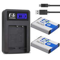 ETSUSA 2-Pack NP-BG1 Battery and LCD Dual Charger Compatible with Sony NP-BG1 Battery and Sony NP-FG1 CyberShot DSC-W30 W35 W50 W55 W70 W80 WX1 WX10 HX9V H10 H20 H70 H50 H55 H90 (Upgraded 1800mAh)