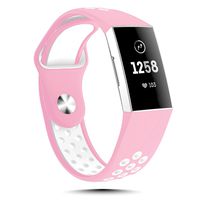 X4-Tech Charge 3 Bands Small Large, Choose Color Silicone Two-Tone Sport Straps Bands Compatible with Fitbit Charge 3 & Charge 3 SE Men Women (Pink/White, Large)