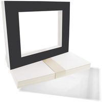 US Art Supply Art Mats Acid-Free Pre-Cut 5x7 Black Picture Mat Matte Sets. Includes a Pack of 25 White Core Bevel Cut Mattes for 4x6 Photos, Pack of 25 Backers & 25 Clear Sleeve Bags