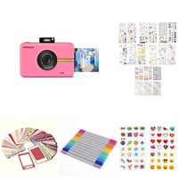 PolaroidPortable Instant Print Digital Camera(Pink) with 2x3ʺ Premium Photo Paper 20-Pack, Neoprene Pouch, Zink Paper Unique Colorful Stickers & Photo Album Accessories