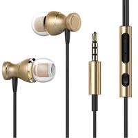 Wired in-Ear Headphones, Magnetic Microphones Earphones Noise Isolating Workout Running Commute Gaming Tangle Free Earbuds with MIC & in-line Volume Control for 3.5mm Jack Phones/Tablets(Gold)