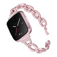 Mtozon Metal Bands Compatible with Fitbit Versa 2/Versa Lite/Versa for Women, Bling Bracelet with Rhinestone Slim Dressy Wristbands, Rose Gold