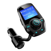 TopElek Bluetooth FM Transmitter for Car, Wireless Radio Transmitter Adapter with Power Off Function, Hands-Free Car Kit, 1.44'' LCD Diaplay, Music Player, 2 USB Ports, AUX in, TF Card-Black