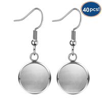 LANBEIDE 40 Packs Earrings Wire Hooks Blanks, Fit 12mm Cabochon Settings Trays, Stainless Steel Earrings Bezel for DIY Jewelry Making (Silver)