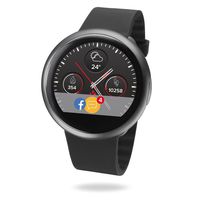 MyKronoz ZeRound2 Smartwatch with Circular Color Touchscreen and Smart Notifications, Swiss Design, iOS and Android - Black / Black