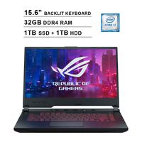 2019 Asus ROG G531GT 15.6 Inch FHD Gaming Laptop (9th Gen Intel 6-Core i7-9750H up to 4.50 GHz, 32GB DDR4 RAM, 1TB SSD + 1TB HDD, NVIDIA GeForce GTX 1650, RGB Backlit Keyboard, Windows 10) (Black)